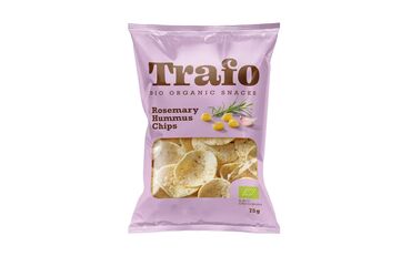 Trafo Bio Organic Rosemary & Hummus Chips Chickpea flour* (40%), potato starch*, sunflower oil*, potato flour*, corn flour*, salt, onion powder*, parsley*, garlic powder*, oregano*, rosemary* (0.25%).*Certified organically grown.