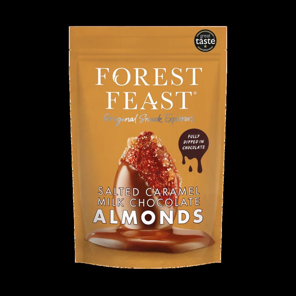 SALTED CARAMEL MILK CHOC ALMONDS 120g NEW FOP