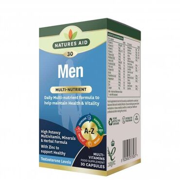 Nature's Aid Men's Multi Vitamin and Mineral Magnesium Citrate, Capsule Shell (Hydroxypropylmethylcellulose), Ascorbic Acid Prep. (Ascorbic Acid, Hydroxypropylmethylcellulose), Zinc Picolinate, Green Tea extract, Ferrous Fumarate, L-Arginine Hydrochloride, Siberian Ginseng Extract, L-Carnitine, Vitamin E (as d-Alpha Tocopherol Acid Succinate), Organic Beetroot Prep. (Beetroot Extract, Maltodextrin), Montmorency Cherry Powder, Pumpkin Seed Prep. (Pumpkin Seed Extract, Tri-Calcium Phosphate, Maltodextrin), Organic Spirulina, Manganese Gluconate, Niacin (as Nicotinamide), Pantothenic Acid (as Calcium Pantothenate), Thiamin (as Hydrochloride), Vitamin B6 (as Pyridoxine Hydrochloride), Riboflavin, l-Selenomethionine Prep. (Di-Calcium Phosphate, l-Selenomethionine), Vitamin A Acetate Prep. (Corn Starch, Gum Arabic, Vitamin A Acetate, DL-Alpha Tocopherol, Tricalcium Phosphate), Copper Gluconate, Co-Q-10, Vitamin D3 Prep. (Maltodextrin, Modified Starch, Sucrose, Cholecalciferol), Vitamin B12 Prep. (Calcium Phosphate, Cyanocobalamin), Folic Acid, Chromium Picolinate, Potassium Iodide, D-Biotin.