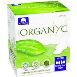 Organyc organic sanitary pads heavy flow night detail