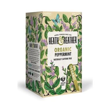Heath & Heather Organic Peppermint Tea Organic Peppermint. Add a Heath and Heather fusion bag to 200ml of freshly boiled water &amp; steep for 3-5 minutes.