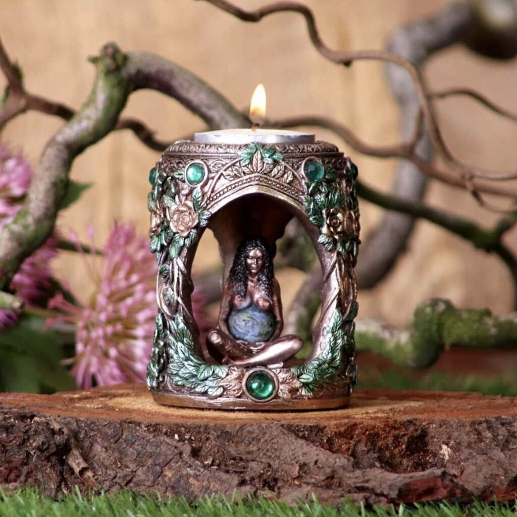 Mother Earth tea light goddess