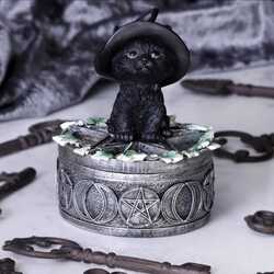 Cat wicca trinket box moon