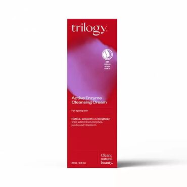 Trilogy Active Enzyme Cleansing Cream Aqua (water), Aloe barbadensis (aloe vera) leaf juice, Bambusa arundinacea (bamboo) stem extract, Hydrogenated jojoba oil, Pumice, Xanthan gum, Caprylyl/capryl glucoside, Xylitylglucoside, Pentylene glycol, Rosa canina (rosehip) seed oil, Mel (honey), Sodium hyaluronate, Acer rubrum (red maple) bark extract, Anhydroxylitol, Xylitol, Glycerin, Glucose, Parfum (fragrance), Citric acid, Potassium sorbate, Sodium benzoate, Benzyl alcohol**, Dehydroacetic acid**, citronellol*, geraniol*, linalool*
*Components of natural essential oils
**Preserved with Dehydroacetic acid and Benzyl alcohol
99.2% of total ingredients are from natural origin. After cleansing, gently massage onto damp face, using gentle circular motions and avoiding the eye area. Massage for approximately 1-2 minutes of 5-10 circles. Once completed, rinse thoroughly with warm water then pat dry. For a more intensive exfoliation, apply to dry skin. For best results use consistently 2-3 times a week.
