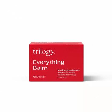 Trilogy Everything Balm Prunus Amygdalus Dulcis (Sweet Almond) Oil, Cera Alba, Carica papaya (papaya) fruit extract (and) glycine soja (soybean) oil, Sclerocarya Birrea (Marula) Seed Oil, Oenothera Biennis (Evening Primrose) Seed Oil, Rosa Canina (Rosehip) Seed Oil, Triticum Vulgare (Wheat) Germ Oil, Calendula Officinalis Flower Extract (and) Glycine Soja (Soybean) Oil, Cocos Nucifera (Coconut) Oil, Tocopheryl Acetate, Simmondsia Chinensis (Jojoba) Seed Oil, Olea Europaea (Olive) Fruit Oil, Mel (Honey), Parfum, Citral, Geraniol, Citronellol, Limonene, Linalool. Warm in hands or fingertips. Melts on contact with skin and absorbs rapidly. Use anywhere, anytime.