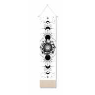 Wall Hanging Long Black & White Sun Moon Phase