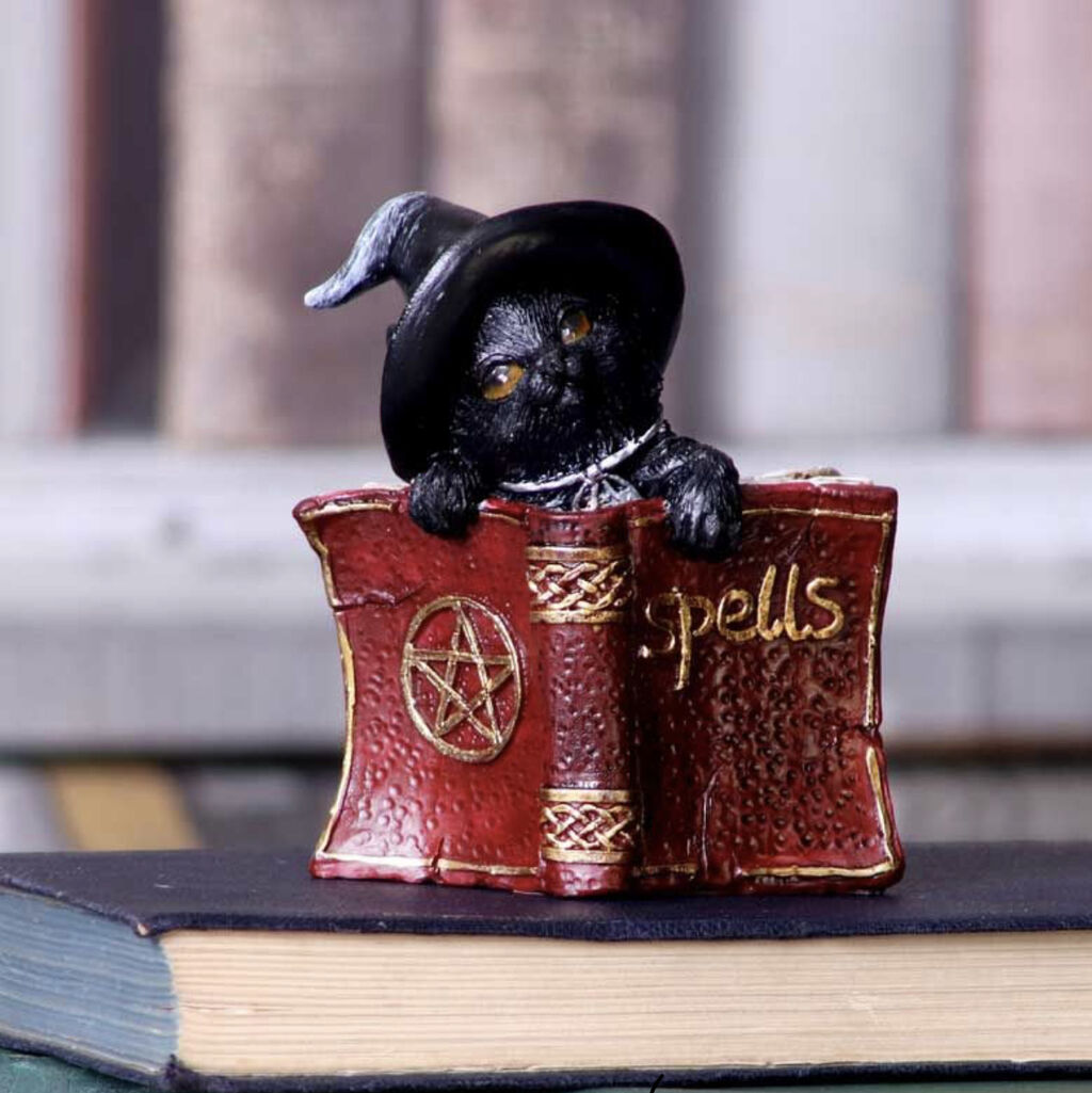 Black-cat-spell-book-altar-wicca